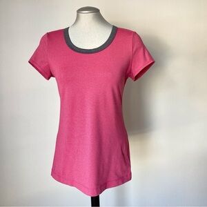 LOLË T-Shirt Red and Grey Lined Size Medium Like NEW